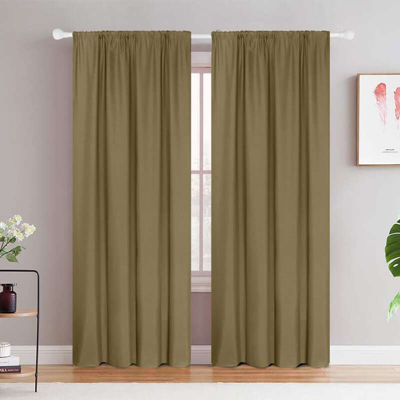 

1pc Solid Blackout Curtain, Army green