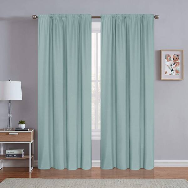 

1pc Solid Blackout Curtain, Mint blue