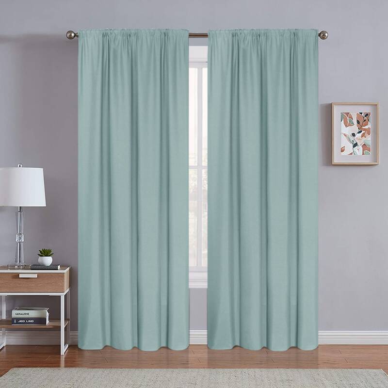 

1pc Solid Blackout Curtain, Mint blue