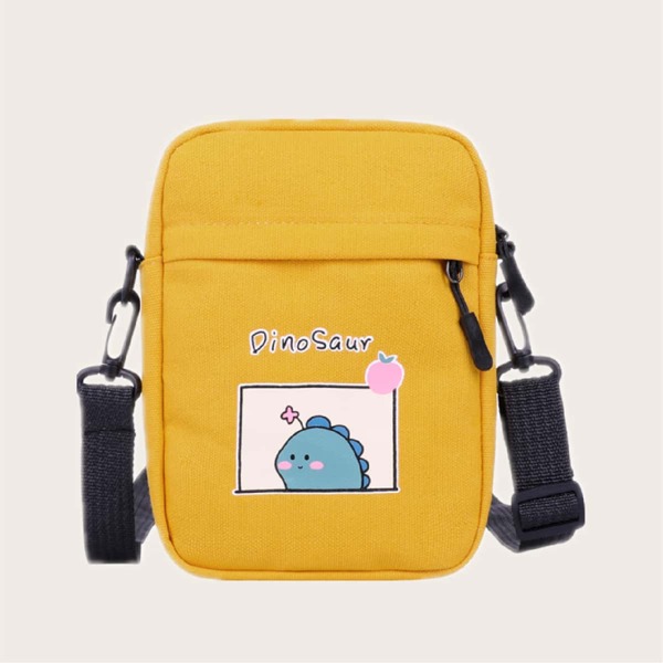 

Kids Cartoon Dinosaur Print Crossbody Bag, Yellow