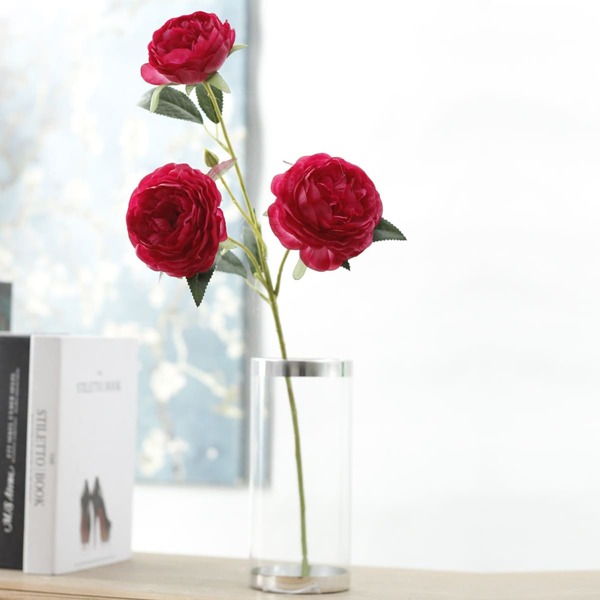 

1branch Artificial Flower With 3pcs Head, Red
