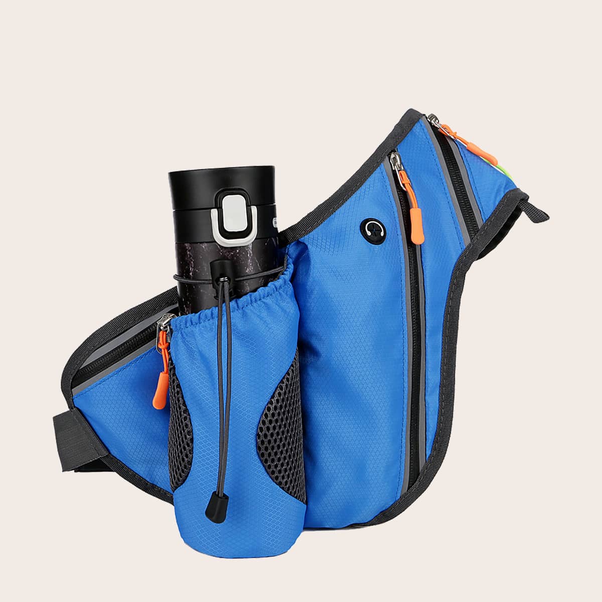 

Guys Zipper Front Chest Bag With Water Bottle Holder, Blue