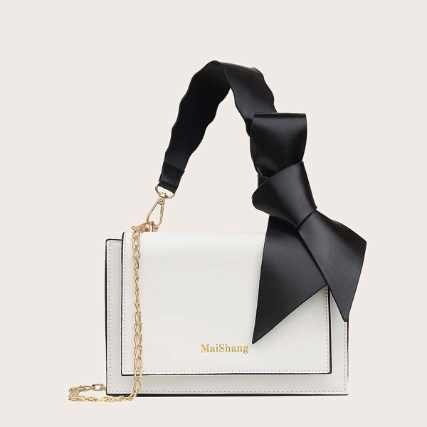 

Bow Decor Satchel Bag, White
