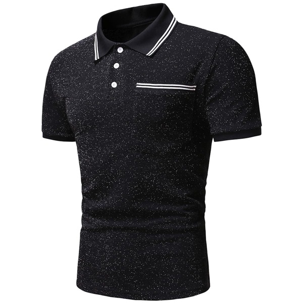 

Men Striped Tape Polo Shirt, Black