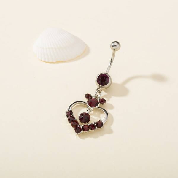 

Rhinestone Heart Belly Bar, Purple
