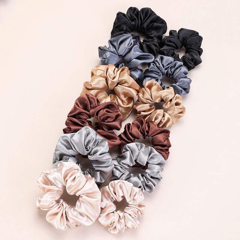 

12pcs Simple Plain Scrunchie, Multicolor