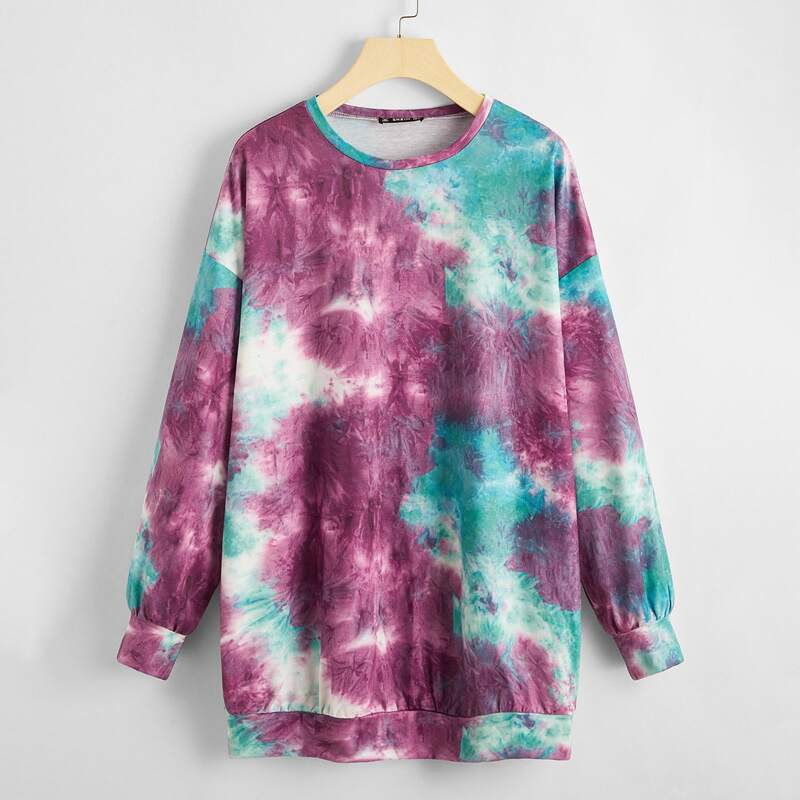 

Tie Dye Drop Shoulder Oversized Sweatshirt, Multicolor