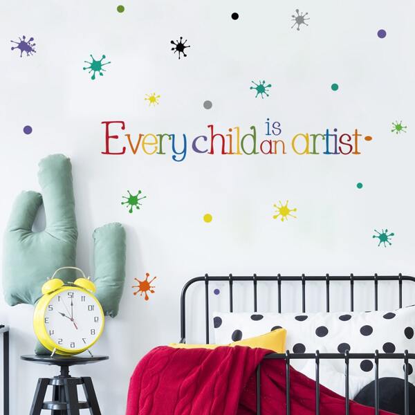 

Slogan Graphic Wall Sticker, Multicolor