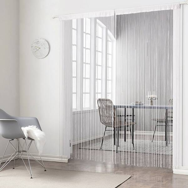 

1pc Plain Linear Curtain, White