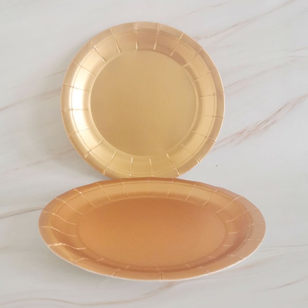 

8pcs Disposable Paper Plate, Gold