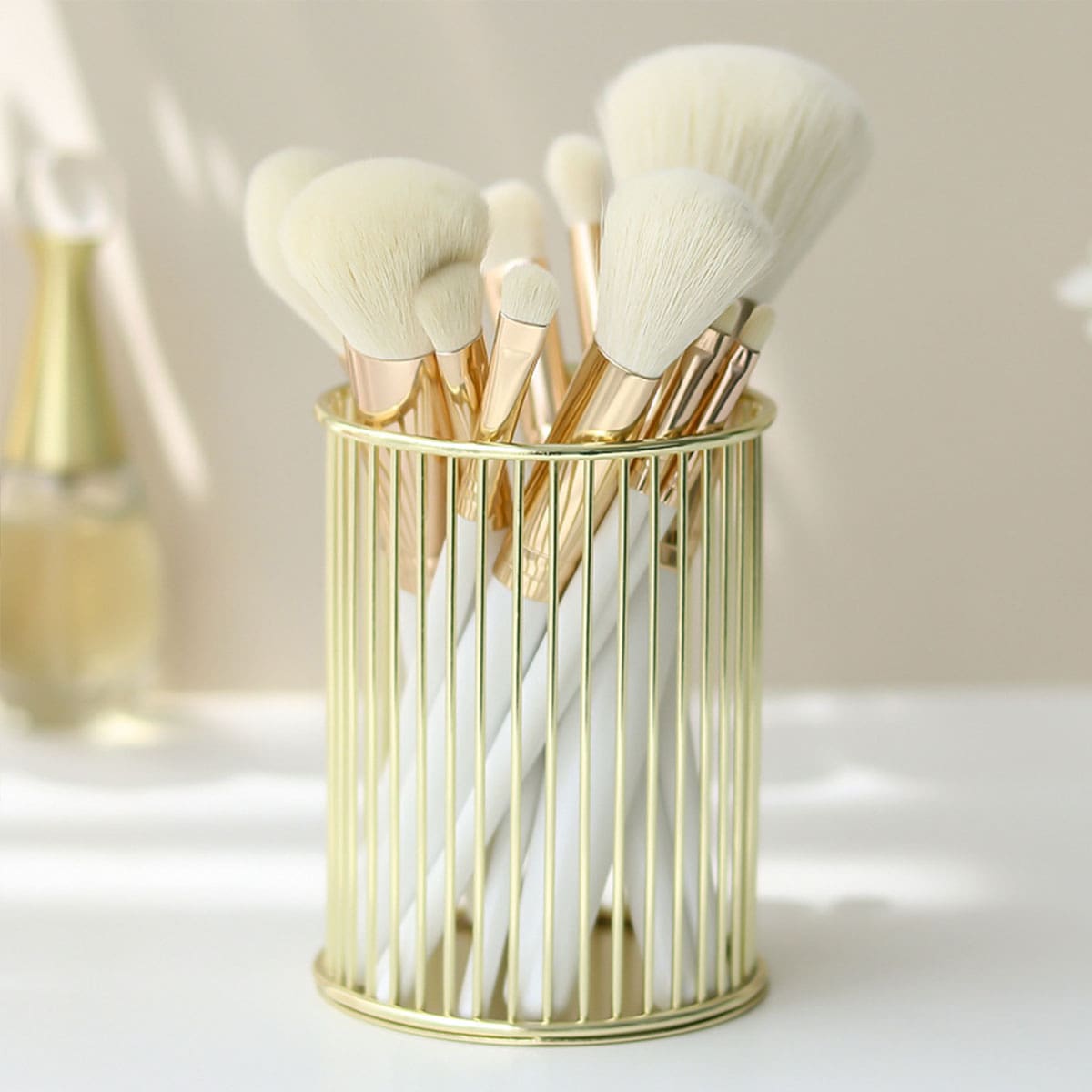 

Makeup Brush Organizer Barrel, Gold