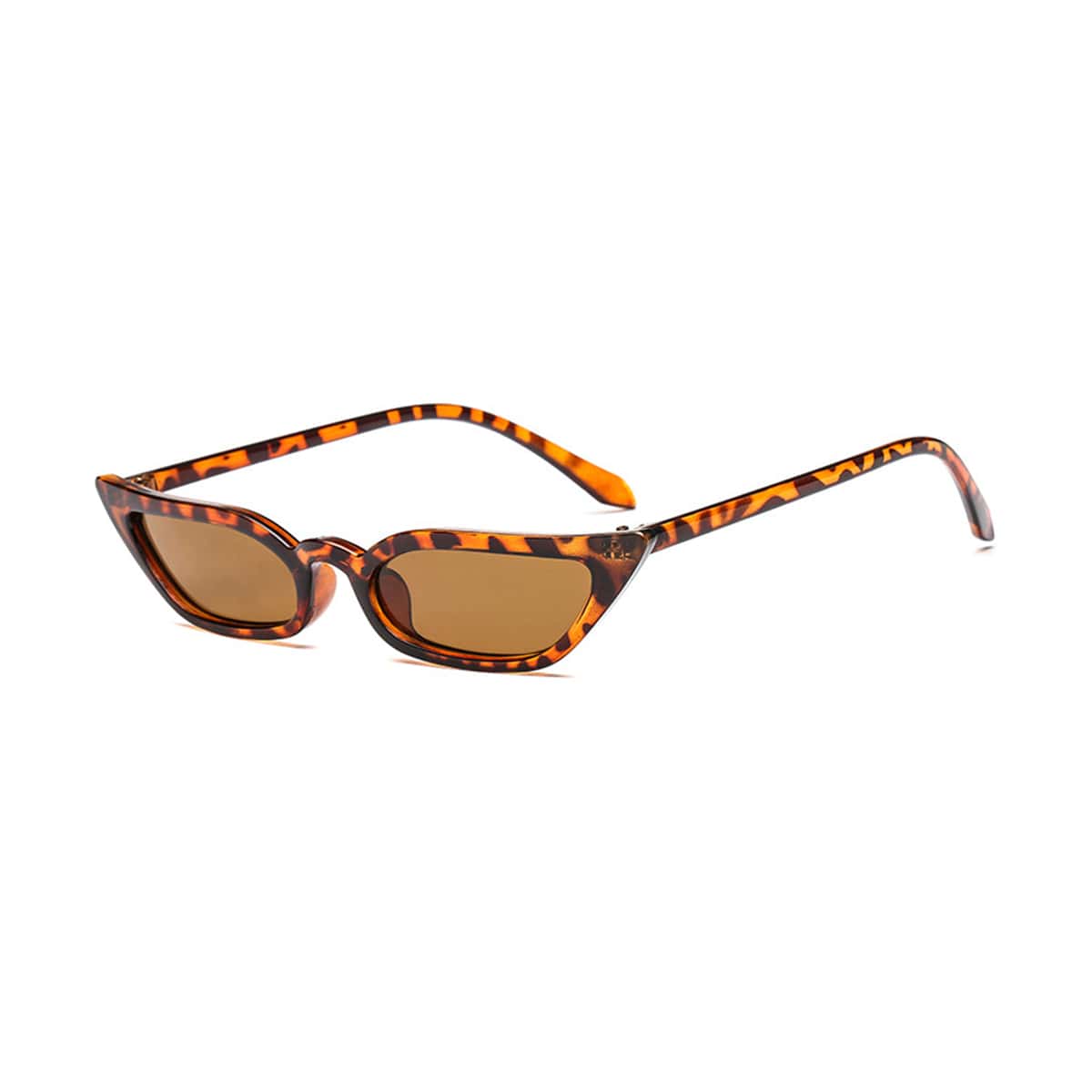 

1pc Leopard Cat Eye Sunglasses, Coffee brown