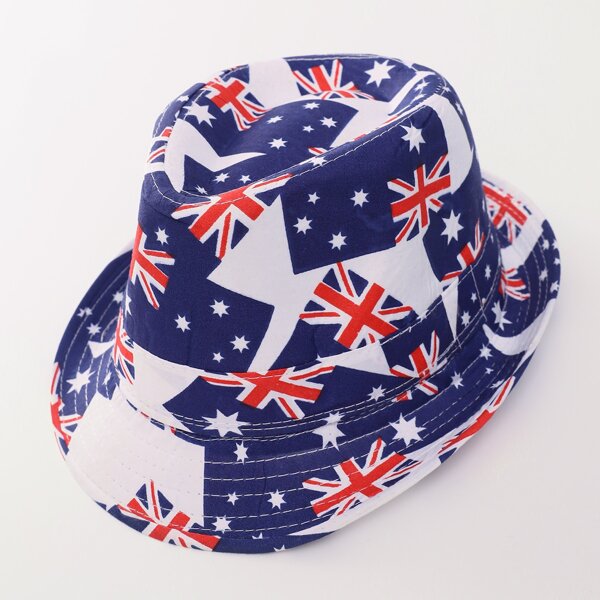 

Toddler Kids Flag Pattern Fedora Hat, Multicolor
