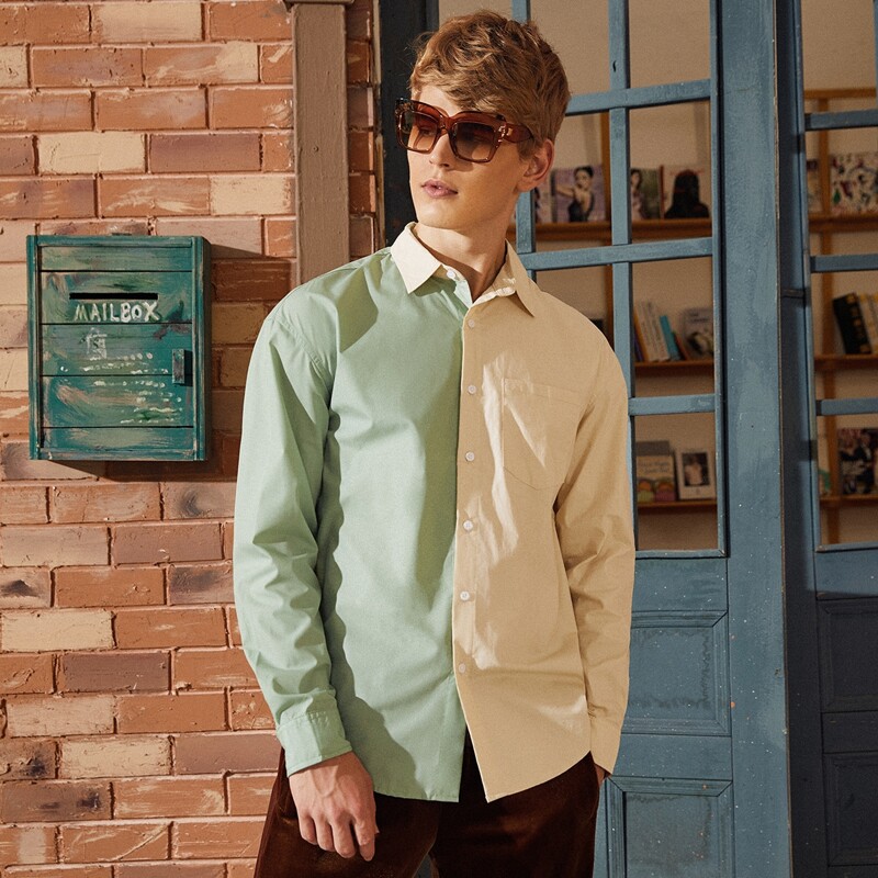 

Men Patch Pocket Colorblock Shirt, Multicolor