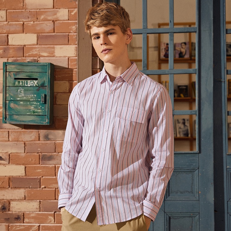 

Guys Patch Pocket Striped Shirt, Multicolor