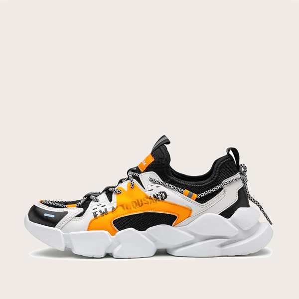 

Men Lace-up Front Colorblock Chunky Sneakers, Multicolor