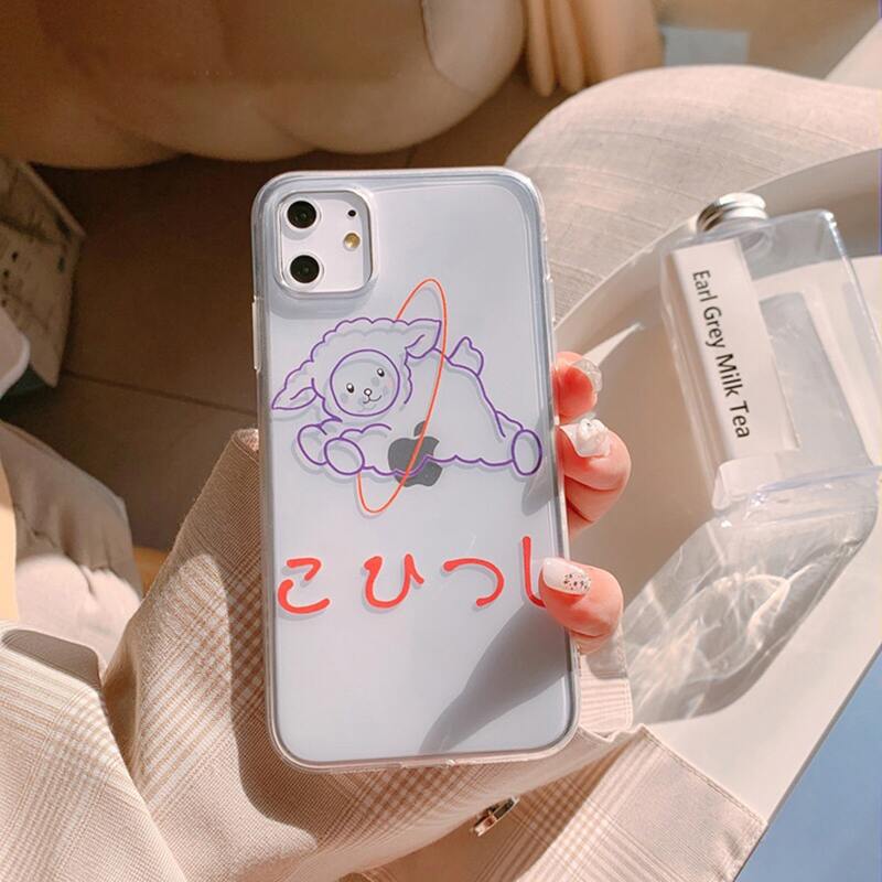 

Sheep Graphic Clear iPhone Case, Multicolor