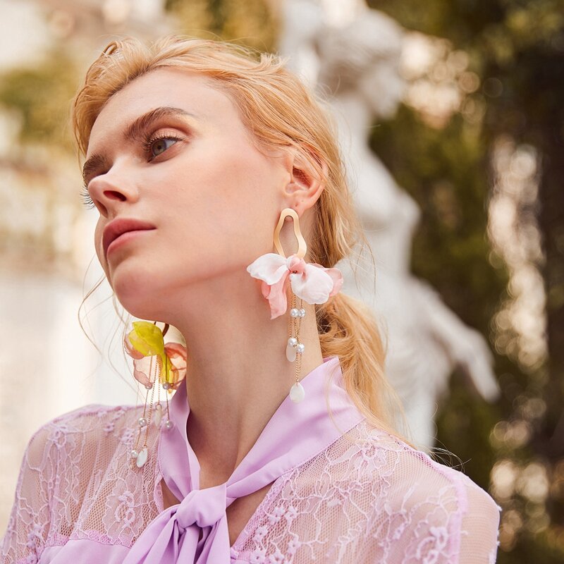 

Faux Pearl Tassel Bow Drop Earrings, Multicolor