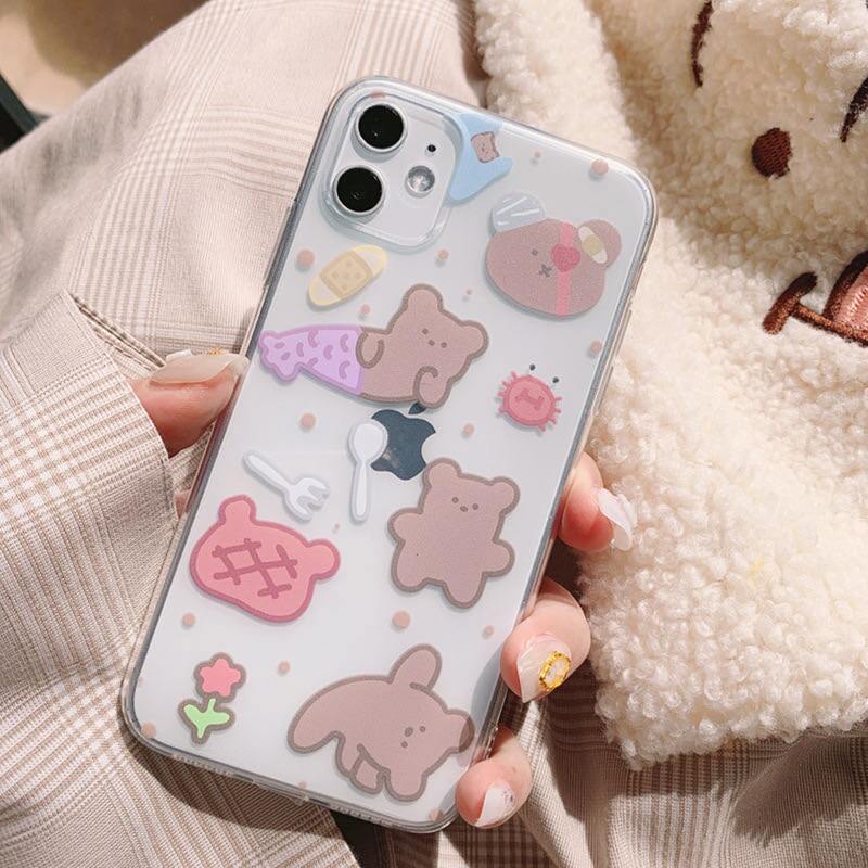 

Cartoon Bear Clear iPhone Case, Multicolor
