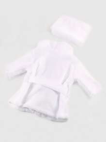 Conjunto de foto de bata y toalla con cinturón para bebé niña - Blanco - Ver 2
