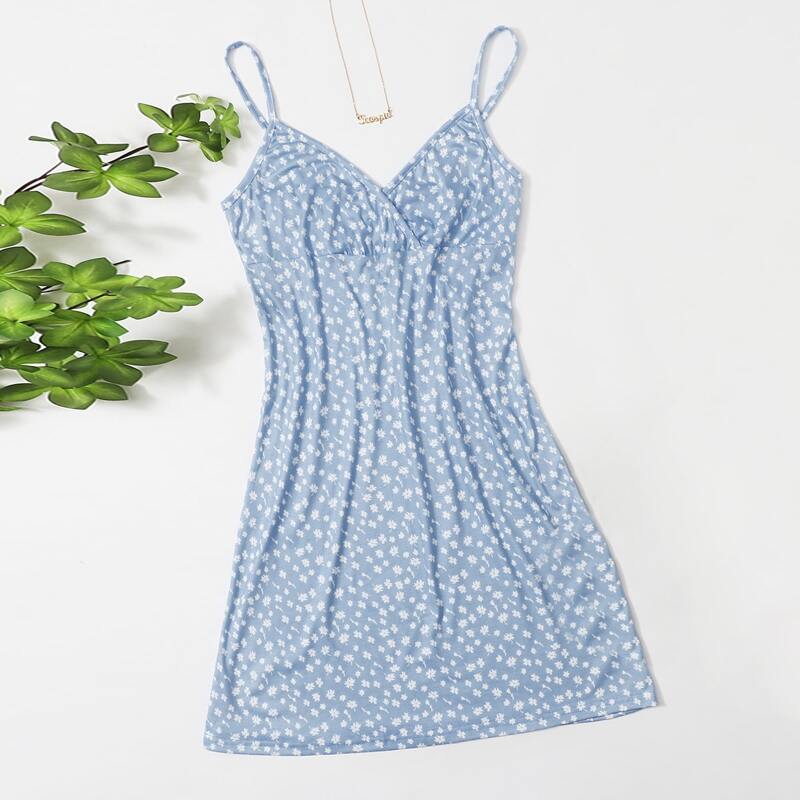 

Ditsy Floral Wrap Sundress, Baby blue