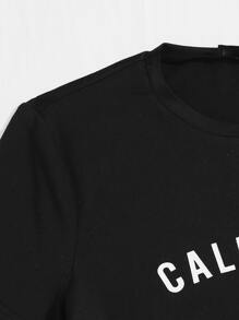 SHEIN Unity 加州圖案短袖T恤 - 黑色 - 查看 4