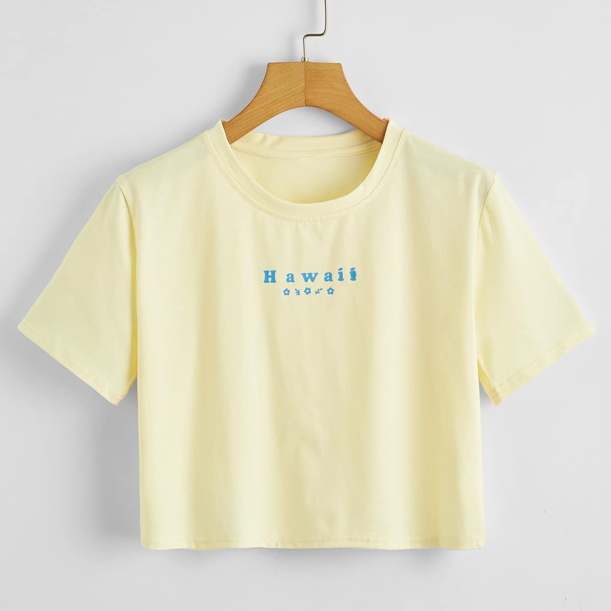 

Letter Graphic Crop Top, Yellow