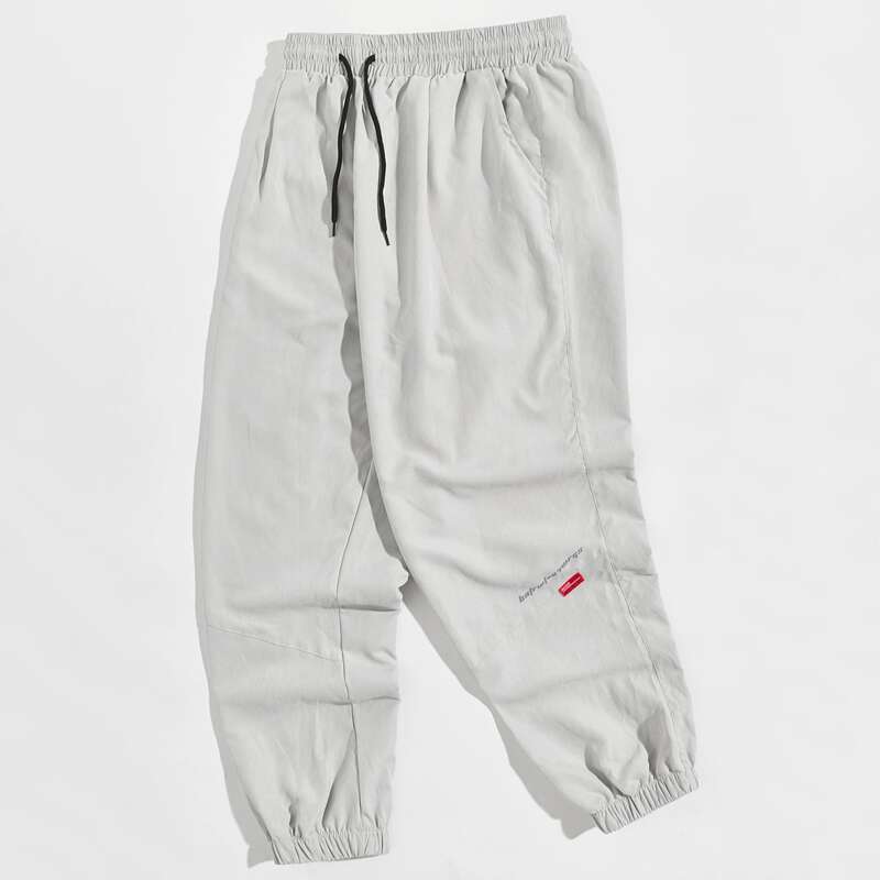 

Guys Letter Graphic Drawstring Pants, Light grey