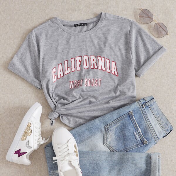 

Plus Letter Graphic Short Sleeve Tee, Grey