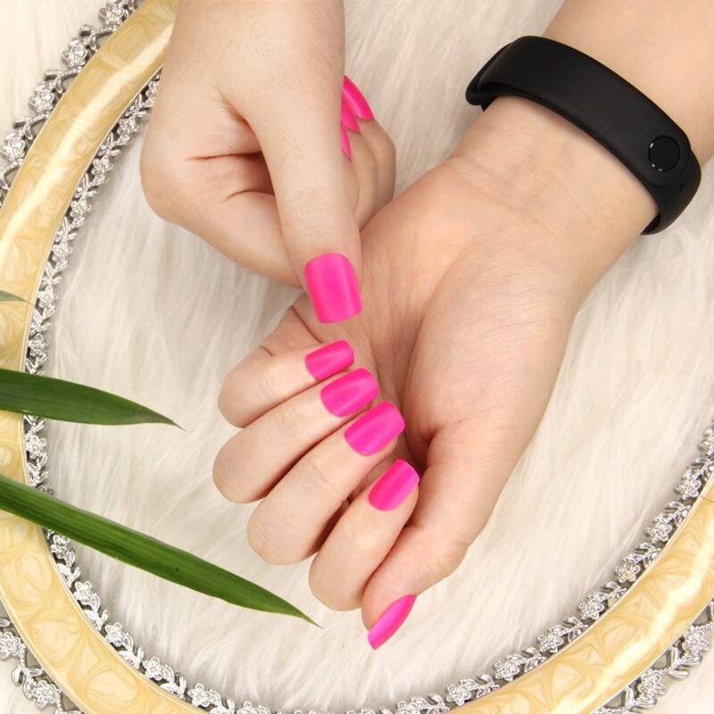 

24pcs Solid False Nail & 1sheet Tape & 1pc Nail File, Pink