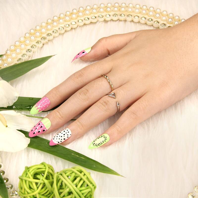 

24pcs Cartoon False Nail & 1sheet Tape & 1pc Nail File, Multicolor