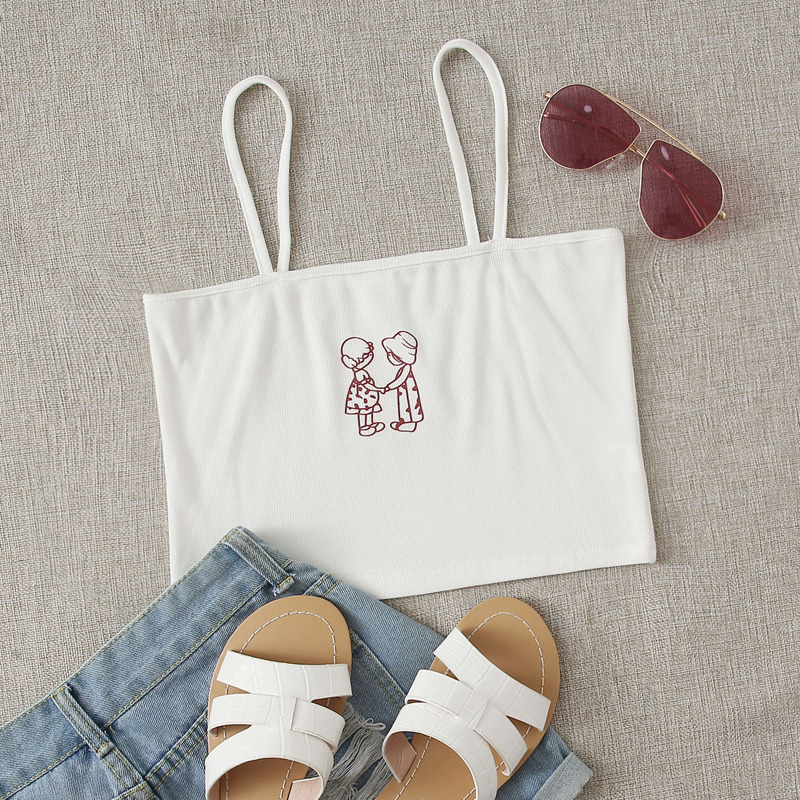 

Cartoon Figure Graphic Cami, White