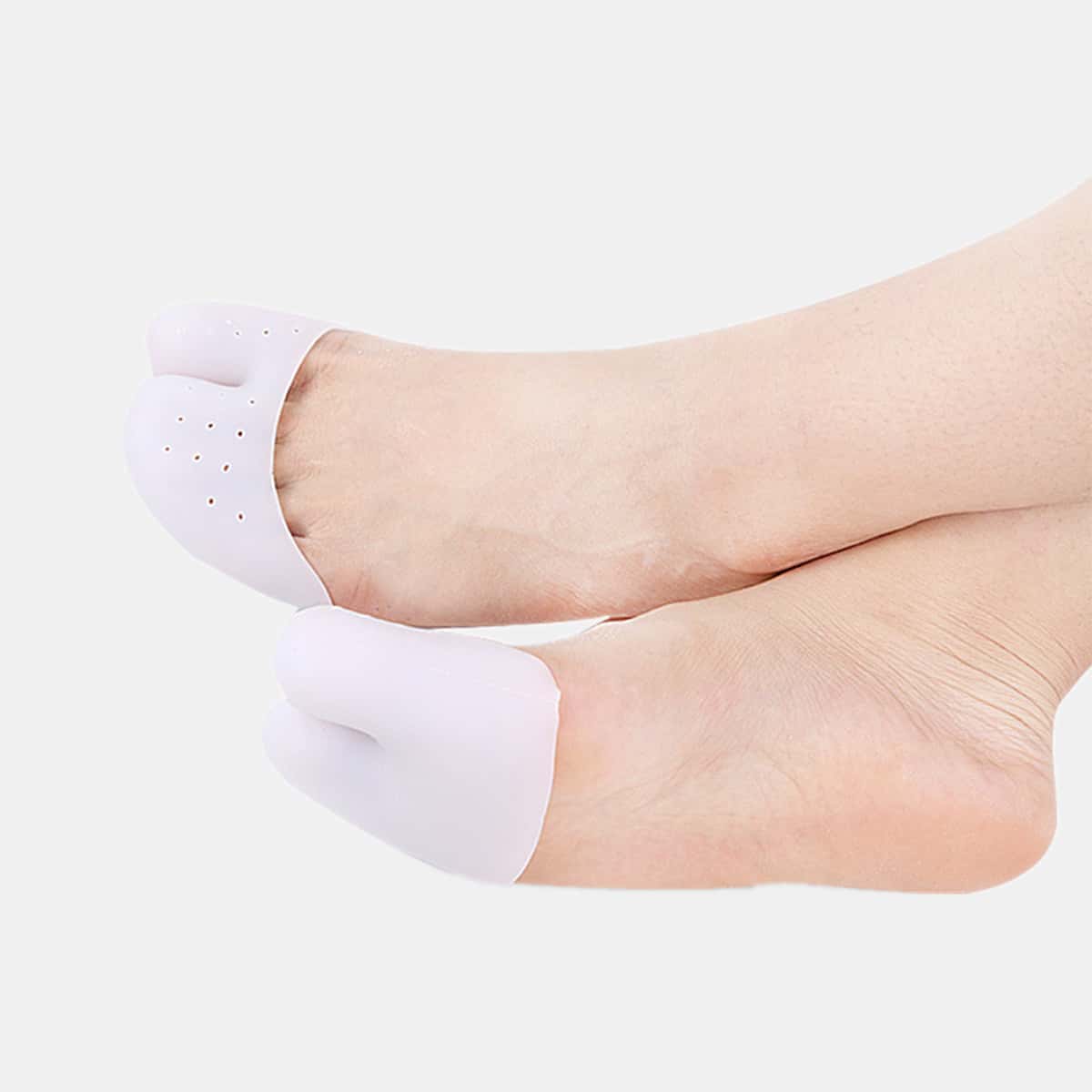 1pair Silicone Toe Protective Cover, White