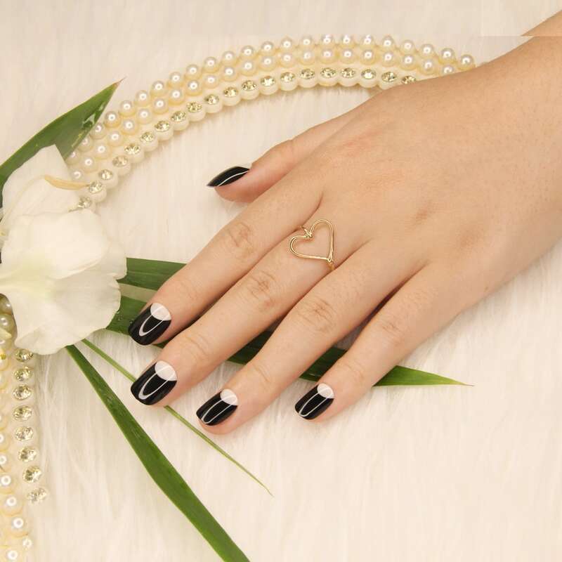 

24pcs Two Tone False Nail & 1sheet Tape & 1pc Nail File, Black