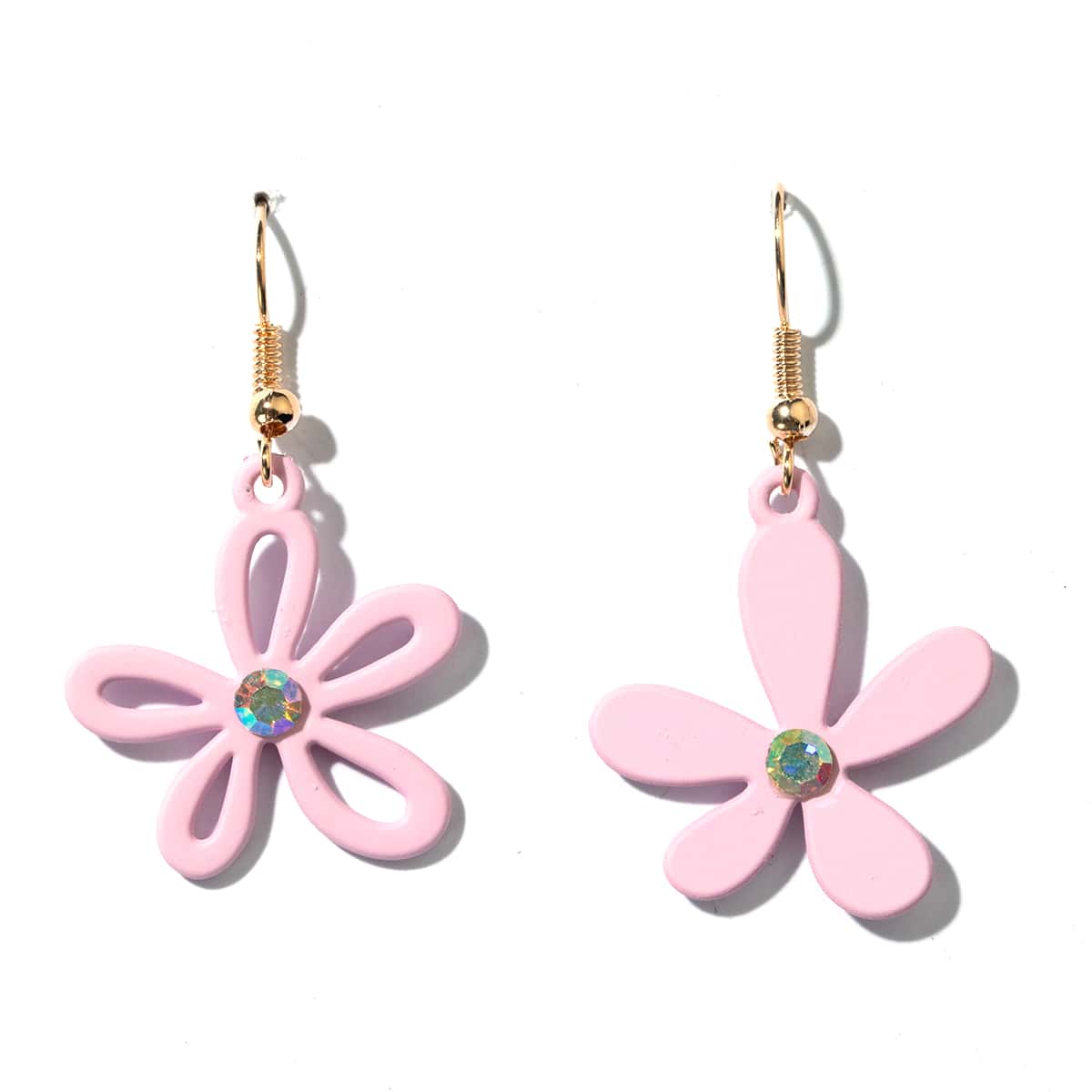 

Rhinestone Decor Flower Drop Earrings, Pink