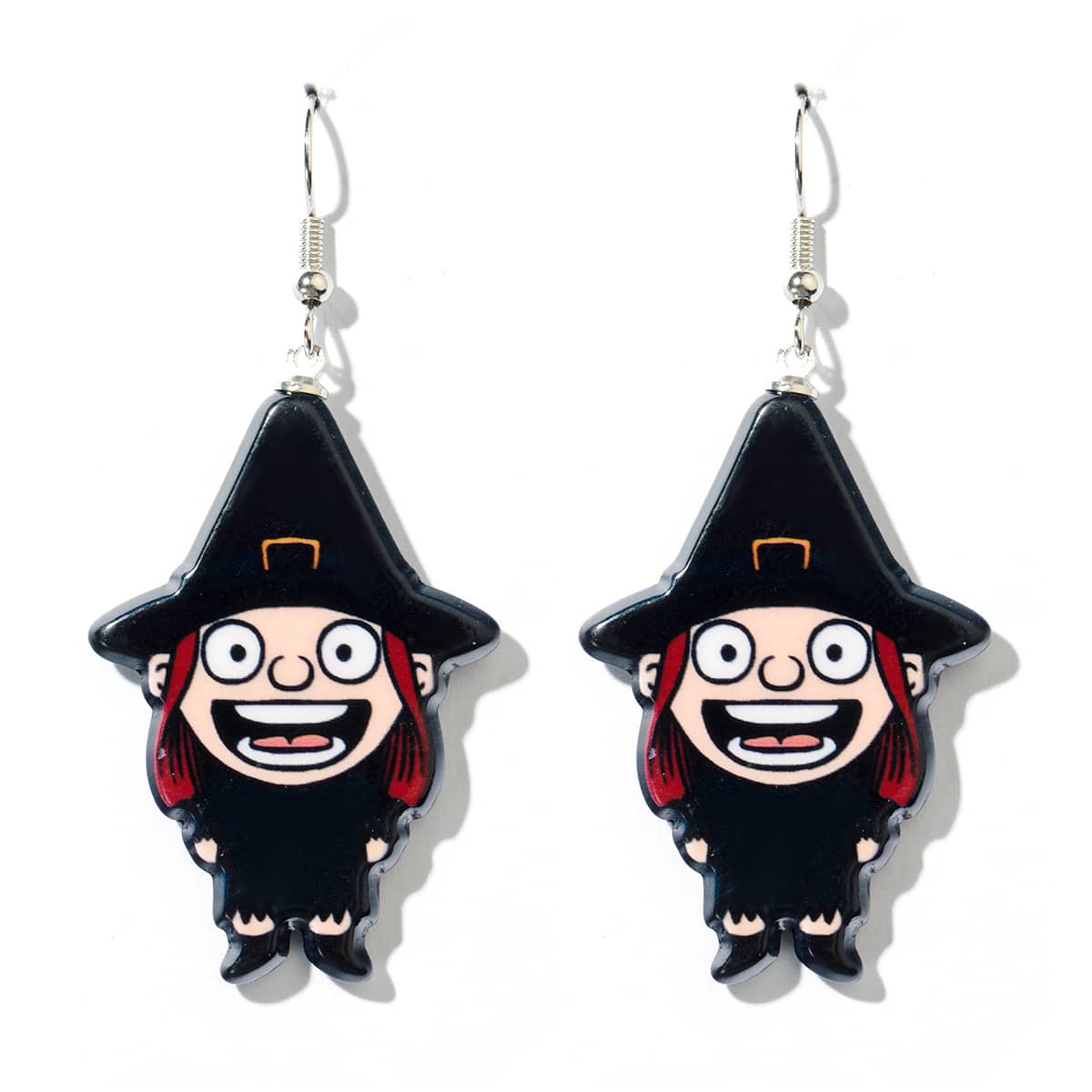 Witch Shaped Drop Earrings, Black