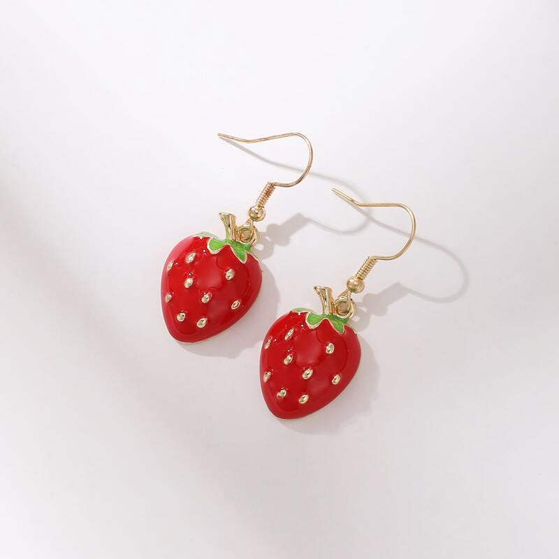 

Strawberry Drop Earrings, Red