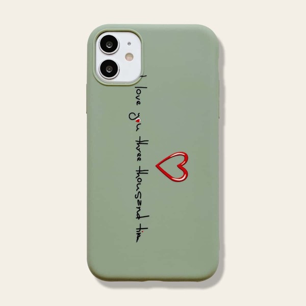 

1pc Letter Graphic iPhone Case, Green