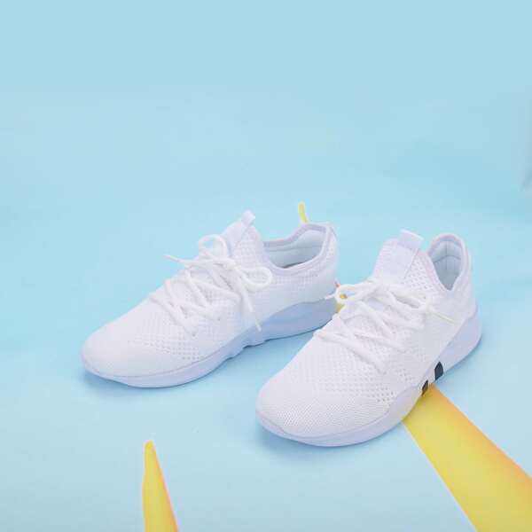

Men Lace-up Decor Low Top Sneakers, White