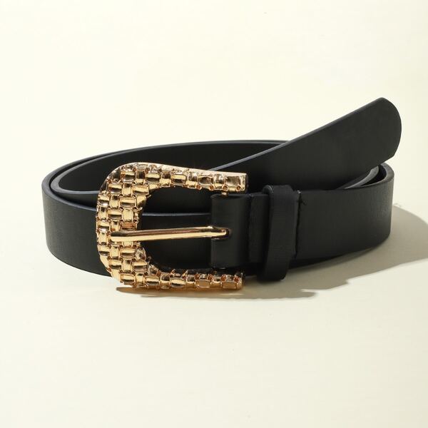 

Girls Textured Metal Buckle Belt, Black