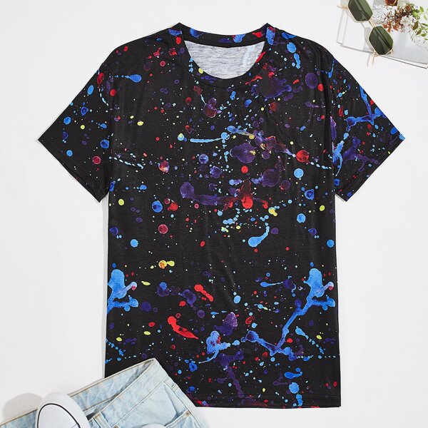 

Men Graphic Print Short Sleeve Tee, Black