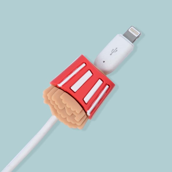 

1pc French Fries Data Cable Protector, Red