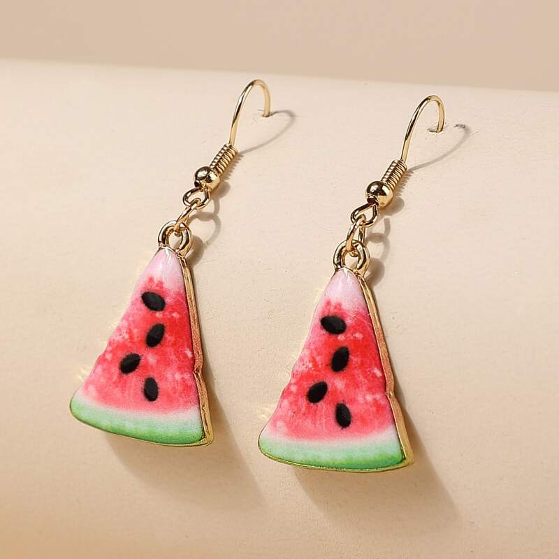 

Watermelon Drop Earrings, Red