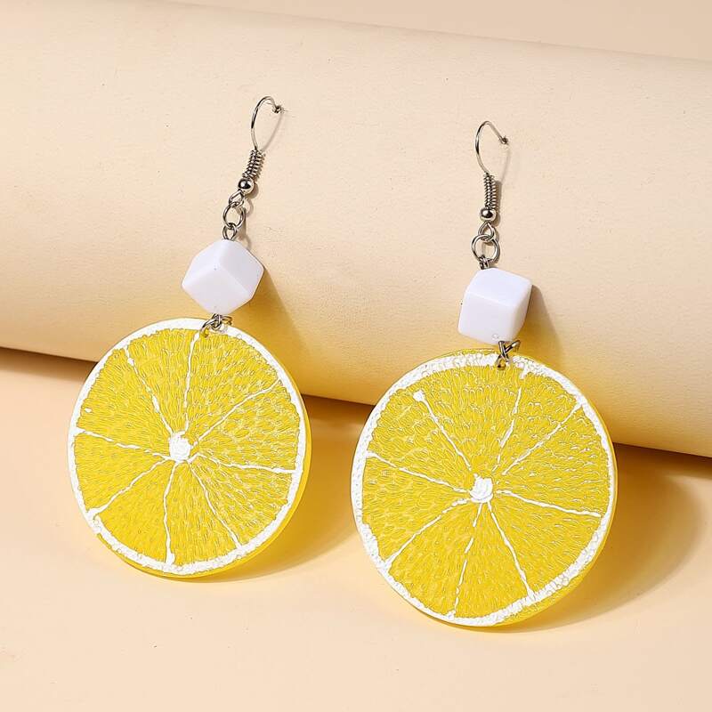 

Orange Round Drop Earrings, Yellow