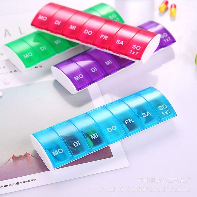 

1pc Random Color 7 Grid Pill Box, Multicolor
