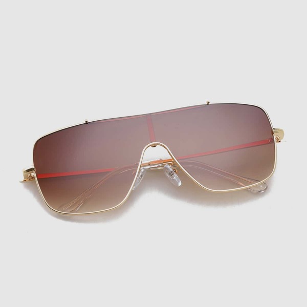 

Men Flat Top Shield Sunglasses, Champagne