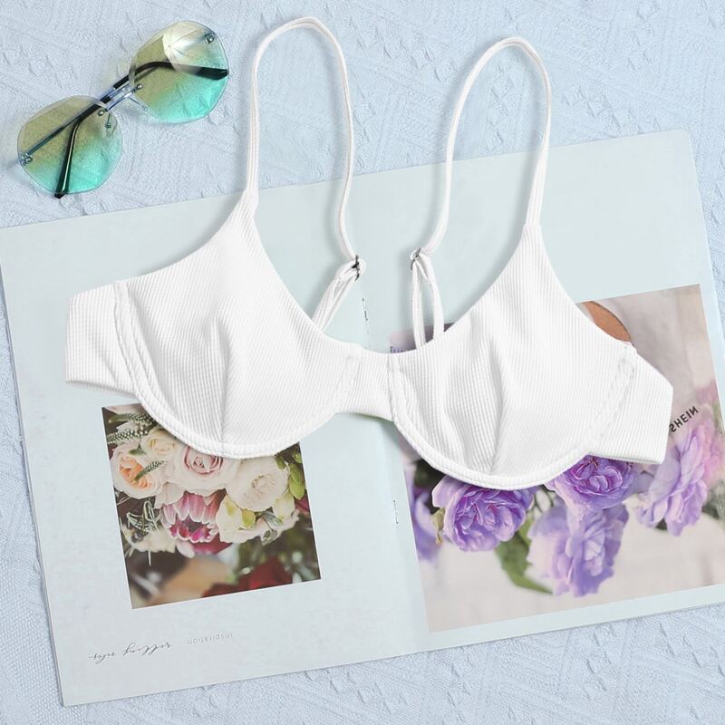

Rib Underwire Bikini Top, White