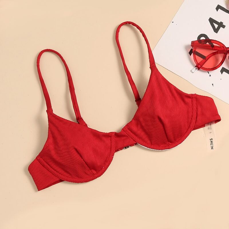 

Rib Underwire Bikini Top, Red