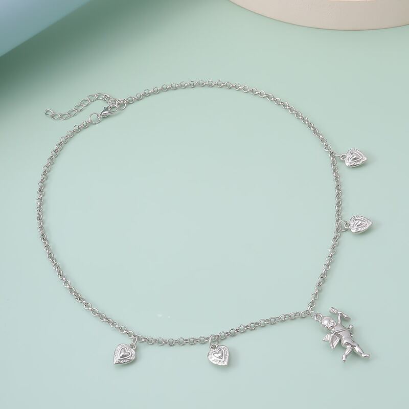 

Heart & Angel Pendant Necklace, Silver