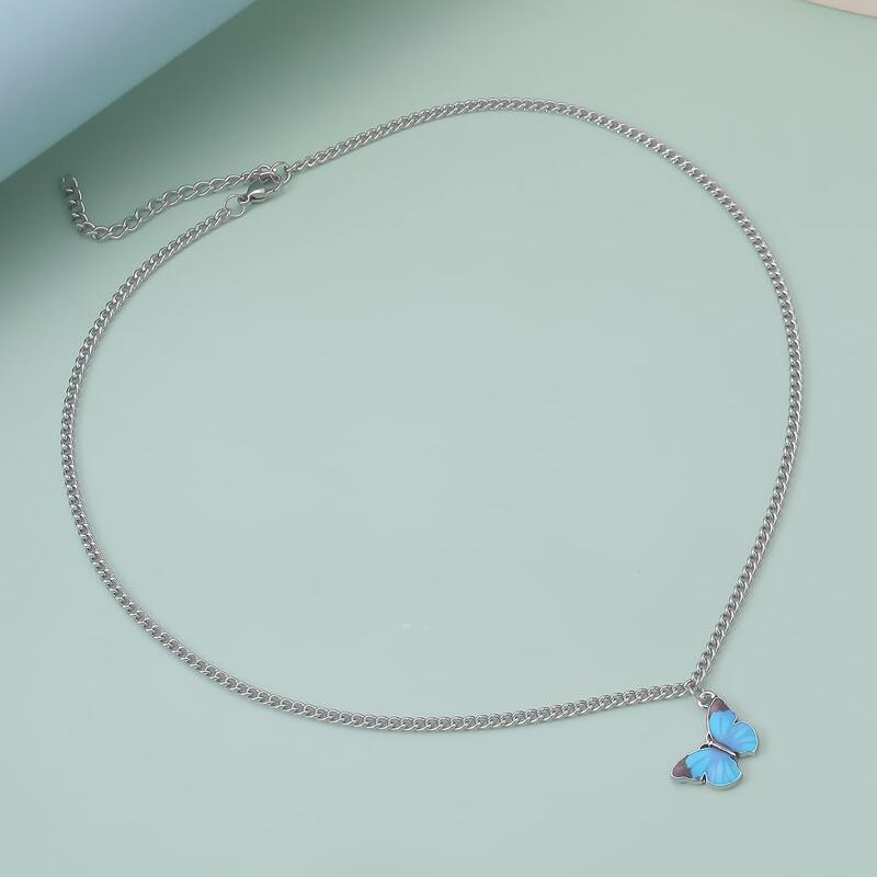 

Butterfly Chain Necklace, Blue